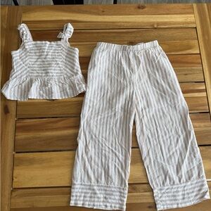 Girls' Cream & White Striped Set